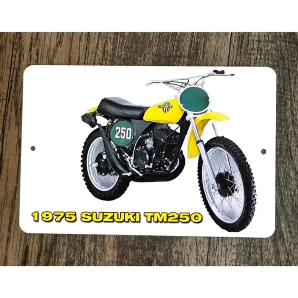 1975‎ Suzuki TM25 Dirt Bike Motocross Motorcycle 8x12 Metal Wall Garage Sign